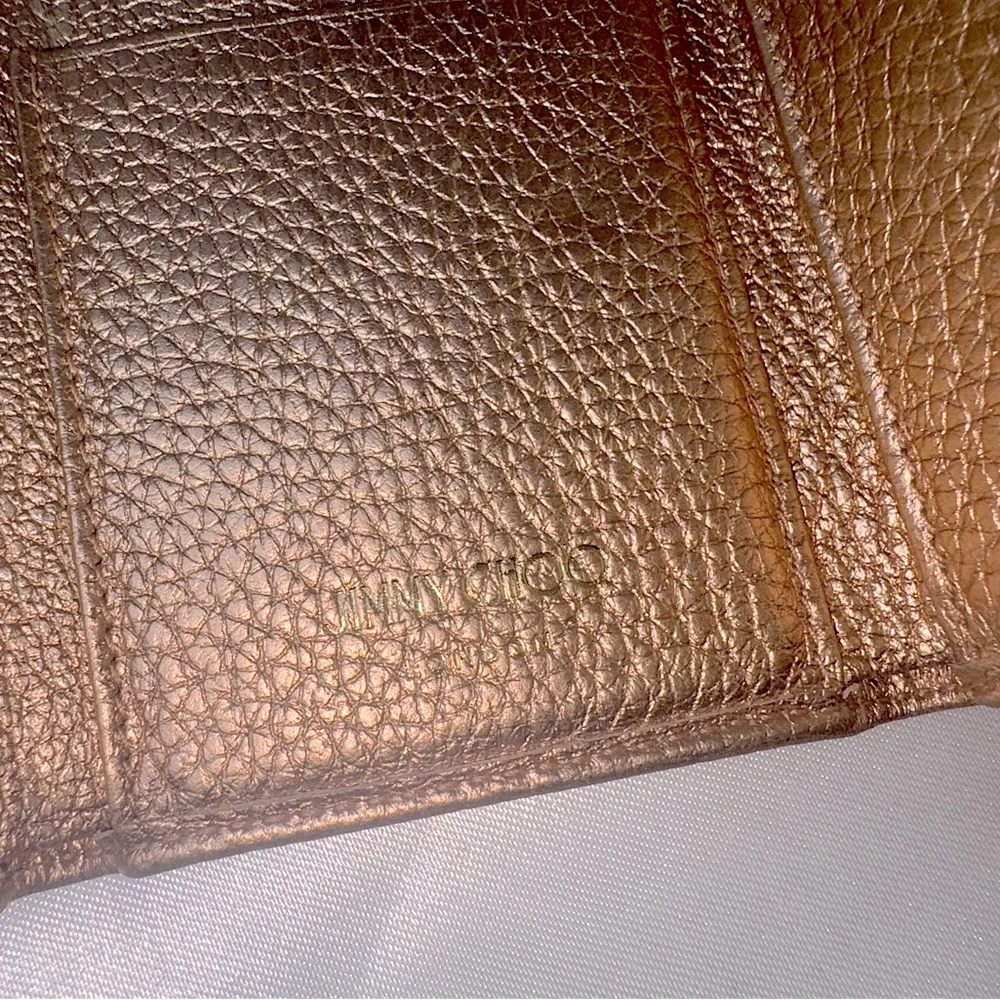Jimmy Choo Mini Trifold Wallet Star Studded Nino Copper Metallic Leather EUC - Picture 10 of 11